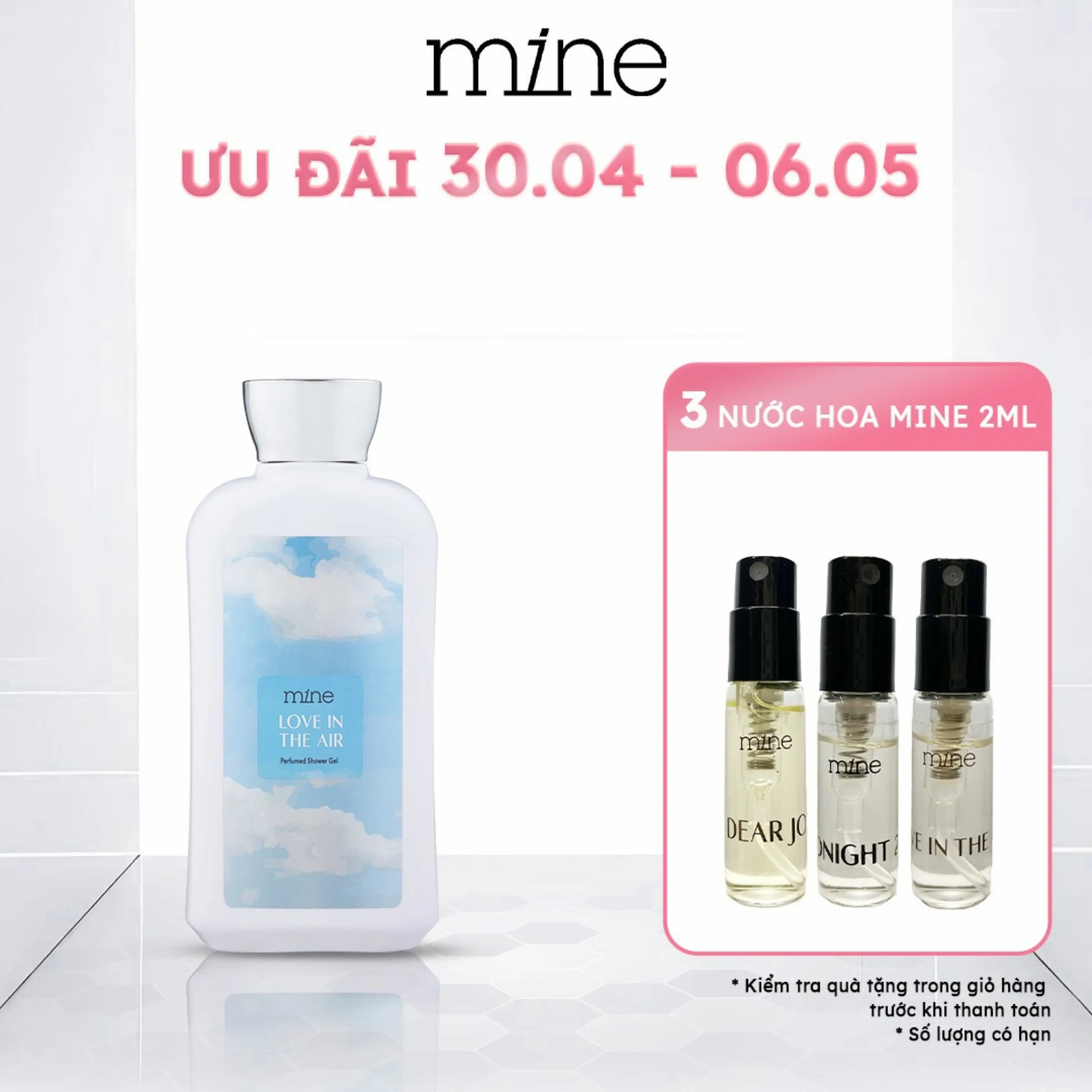 Sữa tắm mine Love In The Air Perfumed Shower Gel 470g Hương Lá xanh tươi mát, thư giãn, dưỡng ẩm, sảng khoái, lưu hương lâu