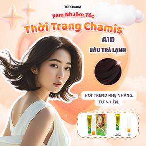 Kem Nhuộm Nâu Trà Lạnh A10 phủ bạc hạ nền TOPCHARM 30 màu, lên màu nhanh chuẩn, dưỡng tóc bóng mềm (kèm oxy, bao tay, lược) Nhuộm Tóc Đổi Màu Tóc Nữ