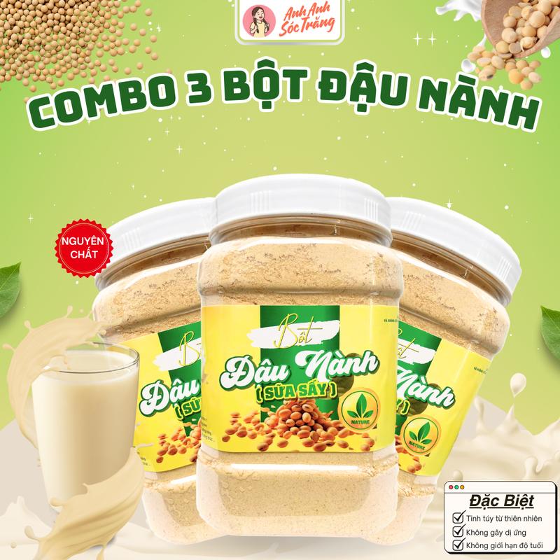  Combo sỉ 3 hộp bột đậu nành nguyên chất rang xay mỗi hộp  500gram  