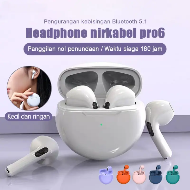 Tai nghe không dây Bluetooth Pro 6 TWS , tai nghe có Mic Fone Bluetooth , tai nghe thể thao chạy bộ, tai nghe iPhone Xiaomi Pro6, mới 0