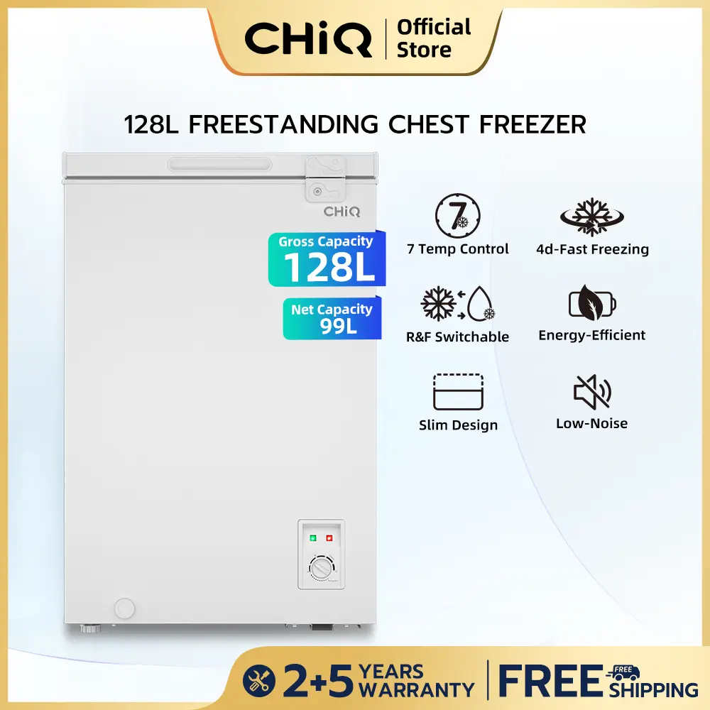CHiQ 128L CCF99 convertible chest freezer  4D-Fast Freezing / 7 Temp Control / Low-Noise / Slim Design 2 Years Warranty