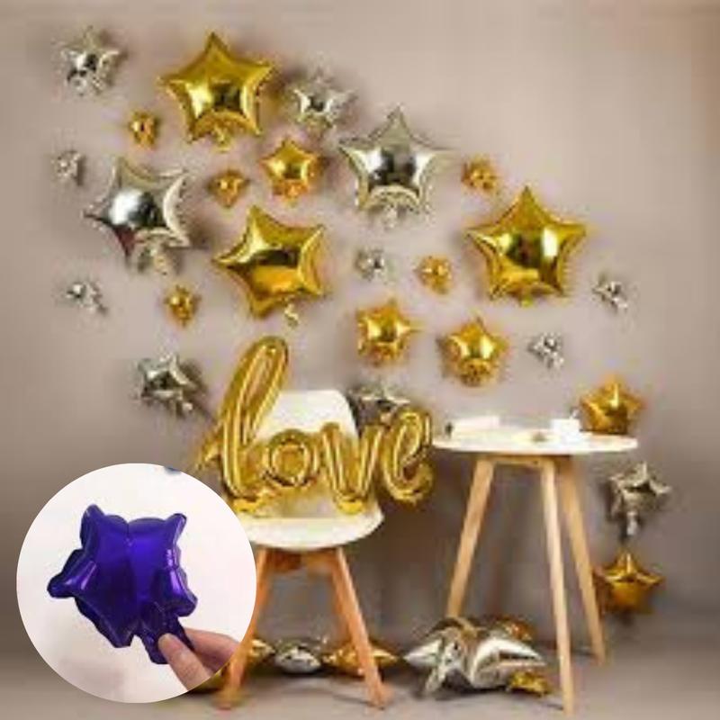 Balon Foil Bintang 10 inchi - Foil Star merah, gold, biru tua, silver, rose gold, hijau, ungu, pink, biru muda 2