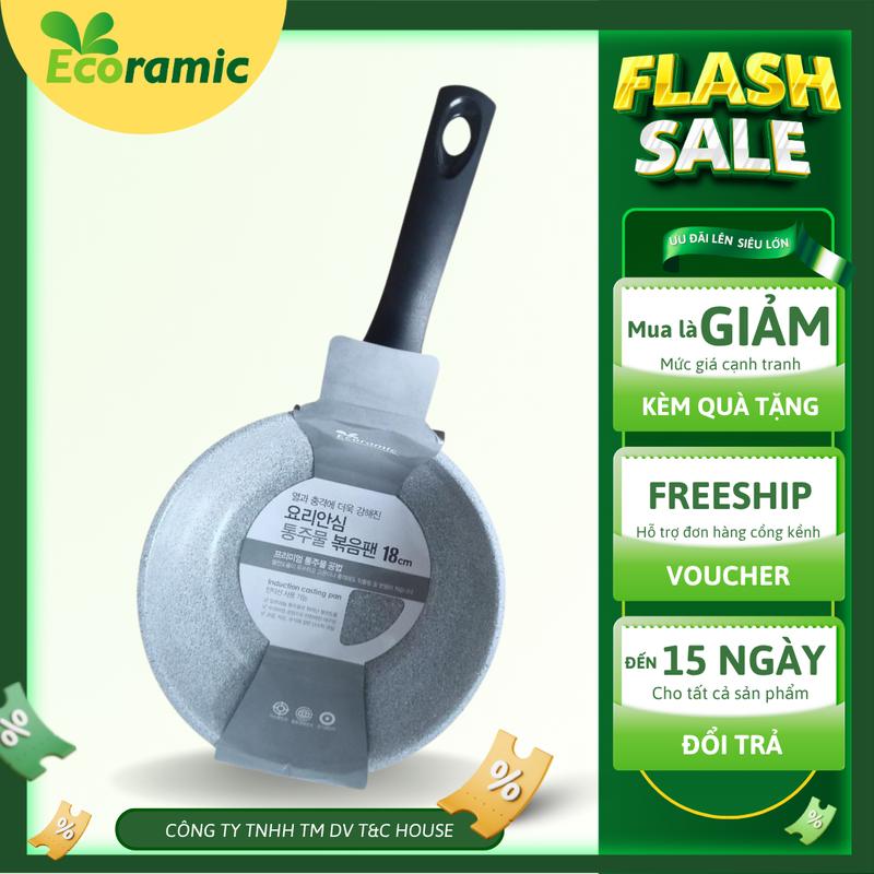 Ecoramic Chảo Chống Dính 5 Lớp Không Từ 18cm Sâu Lòng Thân Đúc Nguyên Khối Phủ Nano Kháng Khuẩn 99.999% Tiết Kiệm Năng Lượng