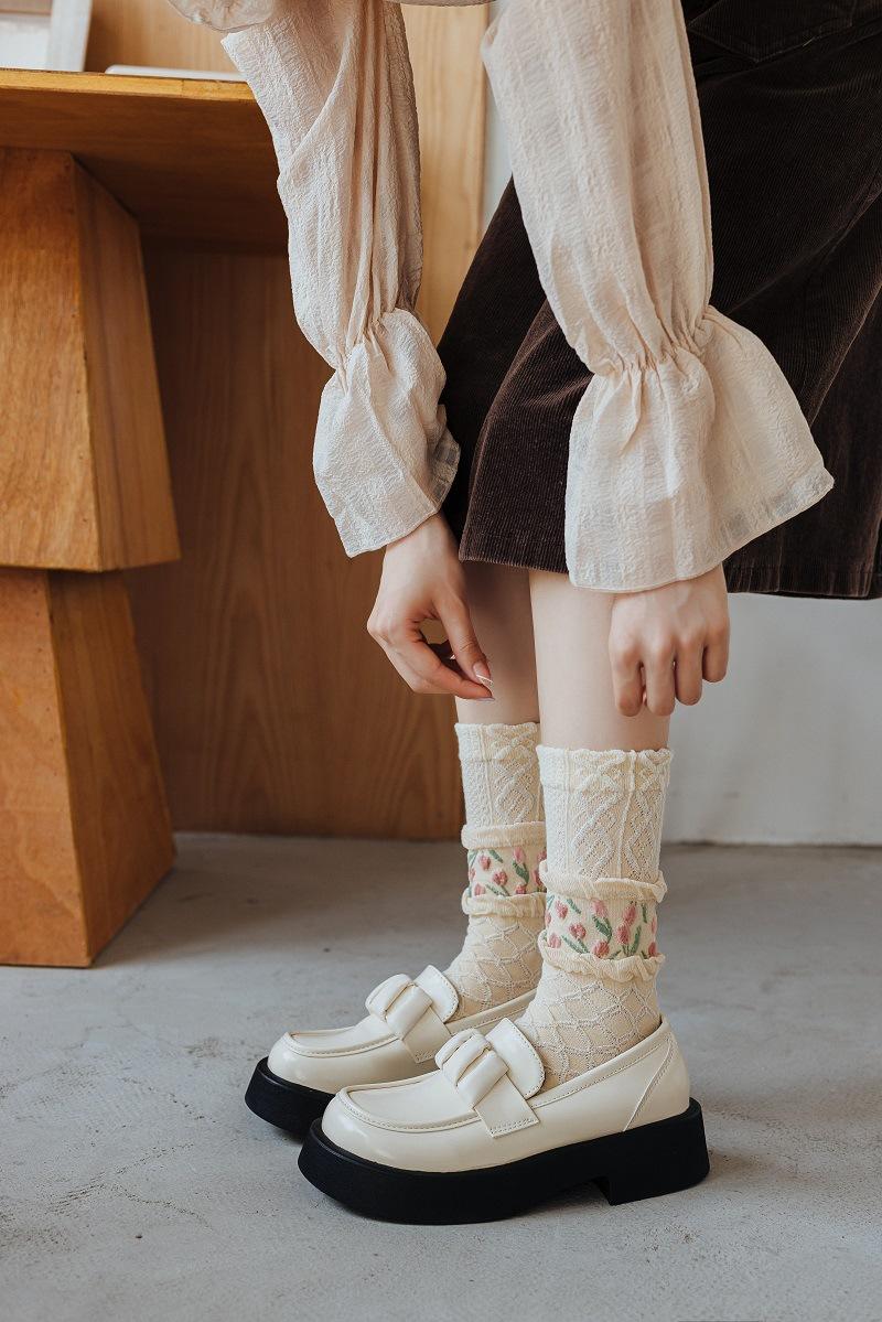 Product Introduction of Tất Nữ, 4 Đôi, Xu Hướng Hoa Phong Cách Hàn Quốc, Tất Cotton Thường Ngày Cho Bé Gái, Xếp Nếp, Xếp Ly, Dễ Thương Và Ngọt Ngào, Thoáng Khí, Tất Phi Hành Đoàn Kawaii Cho Bé Gái 7