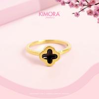 Gambar Kimora - Cincin Titanium Perhiasan Wanita Aksesoris Elegan Bunga Hitam Mara Big Cnt213 - GOLD 5 dari Kimora Jewelry Kota Denpasar 1 Tokopedia