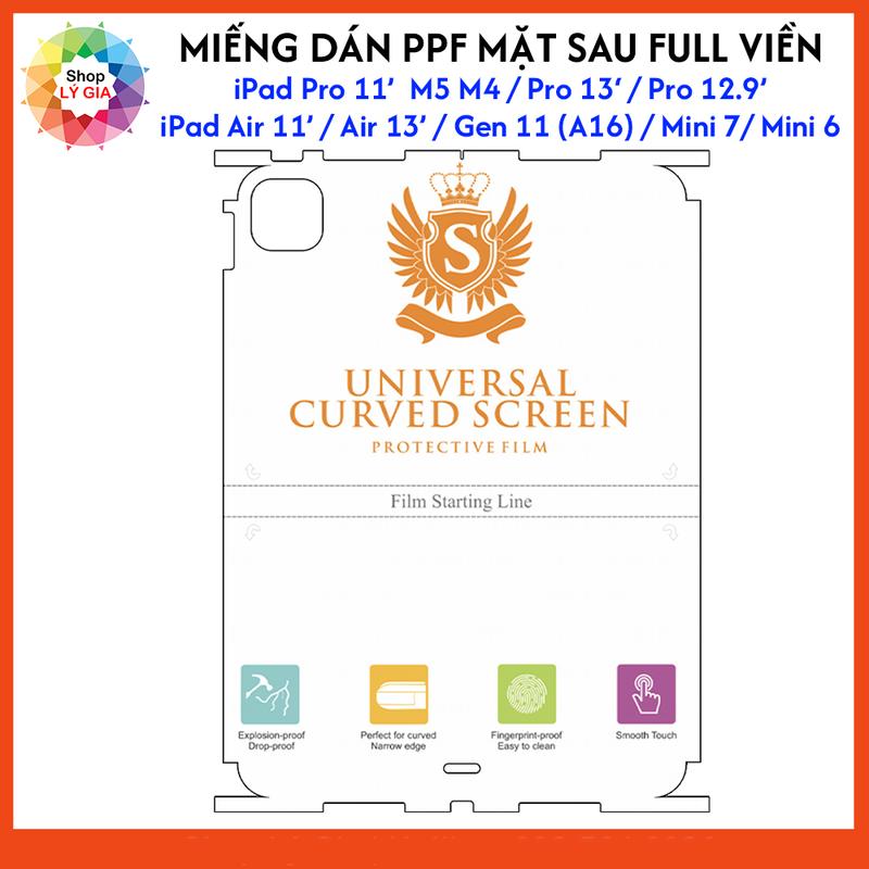 Miếng dán PPF mặt sau full viền bảo vệ mặt lưng cho iPad Pro 11' M5 M4/ Pro…