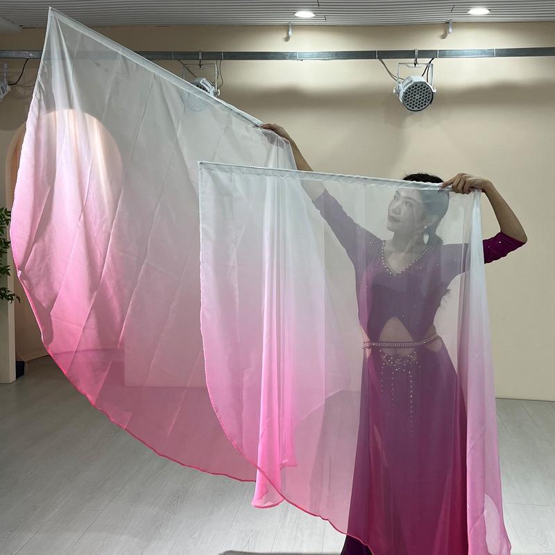 Product Introduction of 1 Pcs Worship Flags Womens Belly Dance Hand Scarf,Gradual Color Praise Flags,Adult Size 190 x 140 CM 22