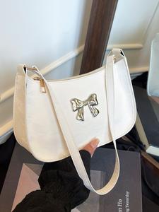 Bolso de hombro único con lazo, elegante y versátil para mujeres, de alta calidad y estilo casual simple, ideal para el trabajo diario