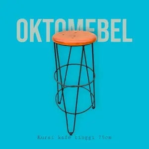 Kursi Kafe 75cm / kursi outdoot / kursi taman Furniture Besi Kayu
