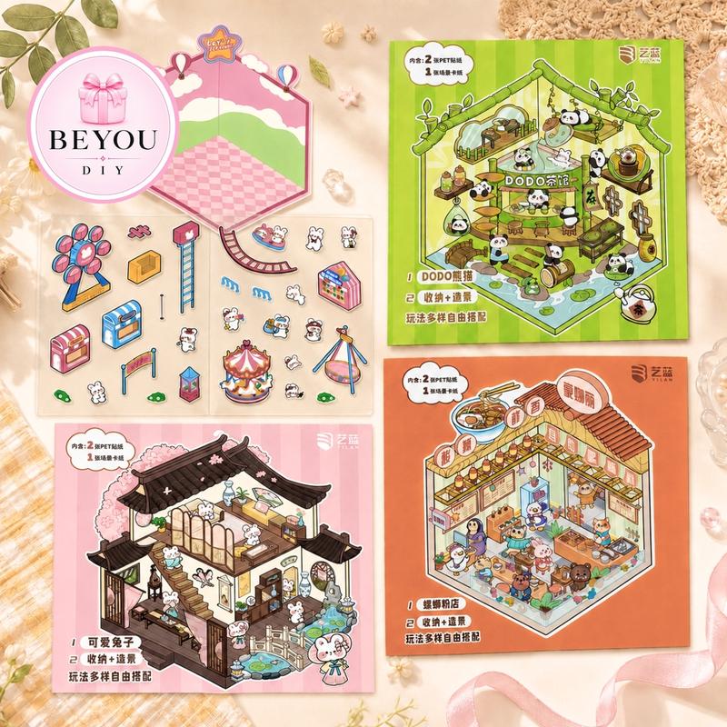 Mô Hình MiniScape 3D, Sticker 3D, Bộ Dán Cảnh Quan 3D Trang Trí, Đồ Chơi Giảm Stress Decor Góc Làm Việc Dễ Thương