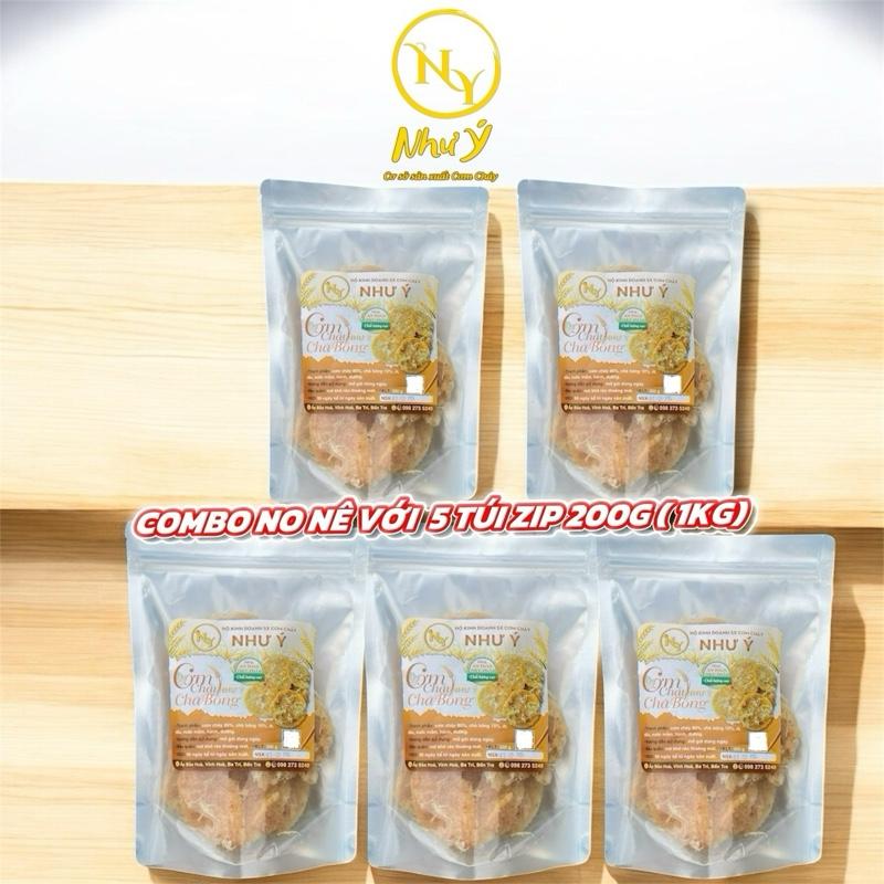 COMBO NO NÊ 5 TÚI CƠM CHÁY CHÀ BÔNG (1kg)  1 Túi 200G Snack_ Đồ Ăn Vặt Food ăn vặt cay
