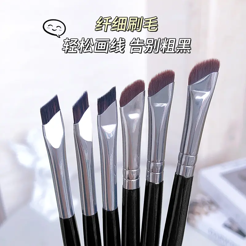 Cọ Kẻ Mắt Cọ Lông Mày Lưỡi Cọ, Siêu Mỏng, Đa Năng, Cọ Trang Điểm Phấn Mắt, Màu Đen, 1 Cái, J014 4
