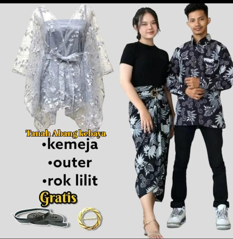 Couplean Lengkap (Kemeja Lengan Panjang+Outer Dan Rok Lilit Batik) Kekinian untuk Acara FORMAL I Kondangan I Wisudah Dan Free Ring 2