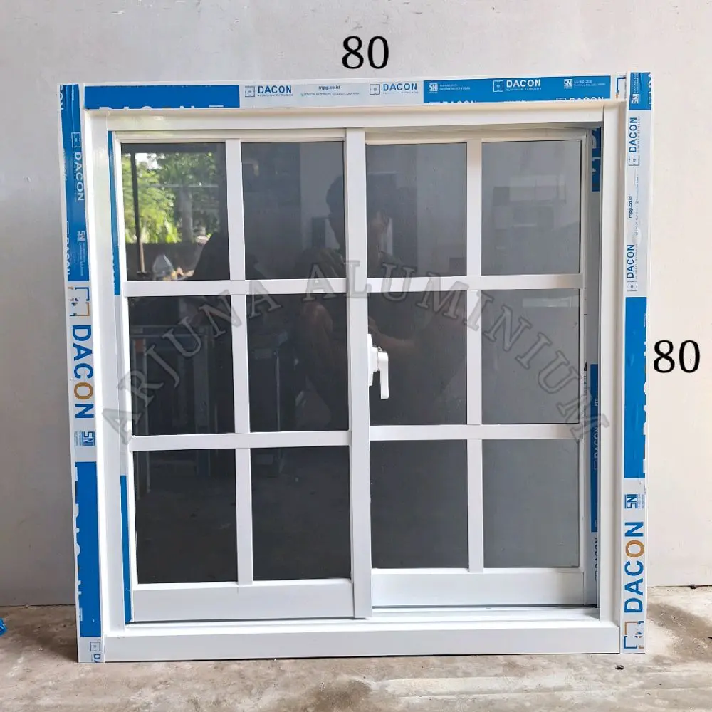 Jendela Sliding Aluminium Ornamen 80x80 Kaca 5mm