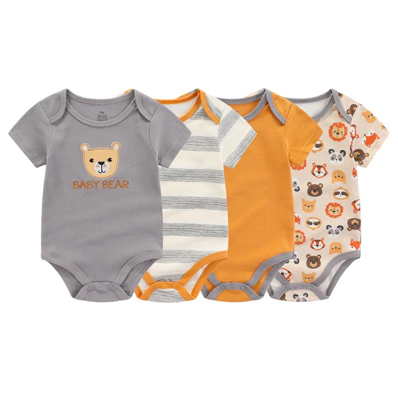 Quần Áo Trẻ Em Kiddiezoom, 4 Mảnh, Bốn Mùa, Unisex, Thiết Kế Hoạt Hình, ngắn Tay, Thích Hợp Cho Em Bé Trai Và Bé Gái, Áo Liền Quần, Dễ Thương, 100% Bông, Quần Áo Sơ Sinh 2