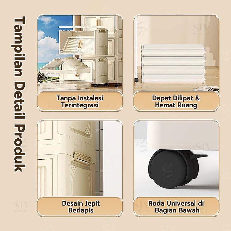 【Promo Buka Toko】Starke 60cm Lemari Plastik Susun Besar Lemari Plastik  Lipat Penyimpanan Serbaguna Furniture (3/4/5/6 Susun)