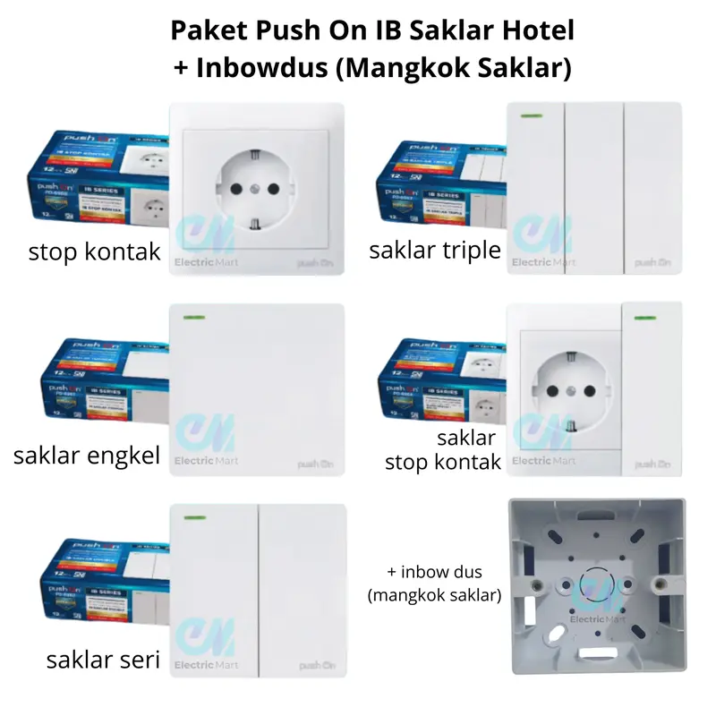 Push On IB Saklar Lampu Engkel Hotel Saklar Seri Triple Stop Kontak Premium Tanam Tembok Switch 6