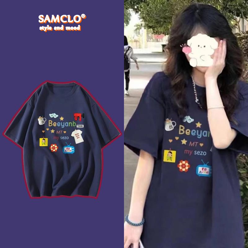 Top Áo phông tay lỡ Cổ Tròn nam nữ SAM CLO thun form rộng dáng Unisex - Áo Thun Women Ulzzang Cotton SU áo cặp, áo nhóm, áo lớp in chữ MT my sezo aothun  cotton