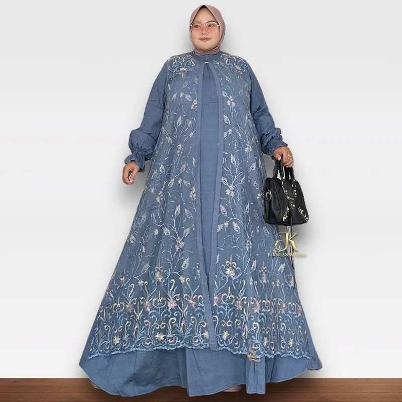 Gamis Brukat Tille Pololinen Jumbo LD 140+ Estimasi BB 70-120KG++ Kondangan Lebaran Mewah Free Bros | Juragan Klambi Muslim Wanita Maxi 4