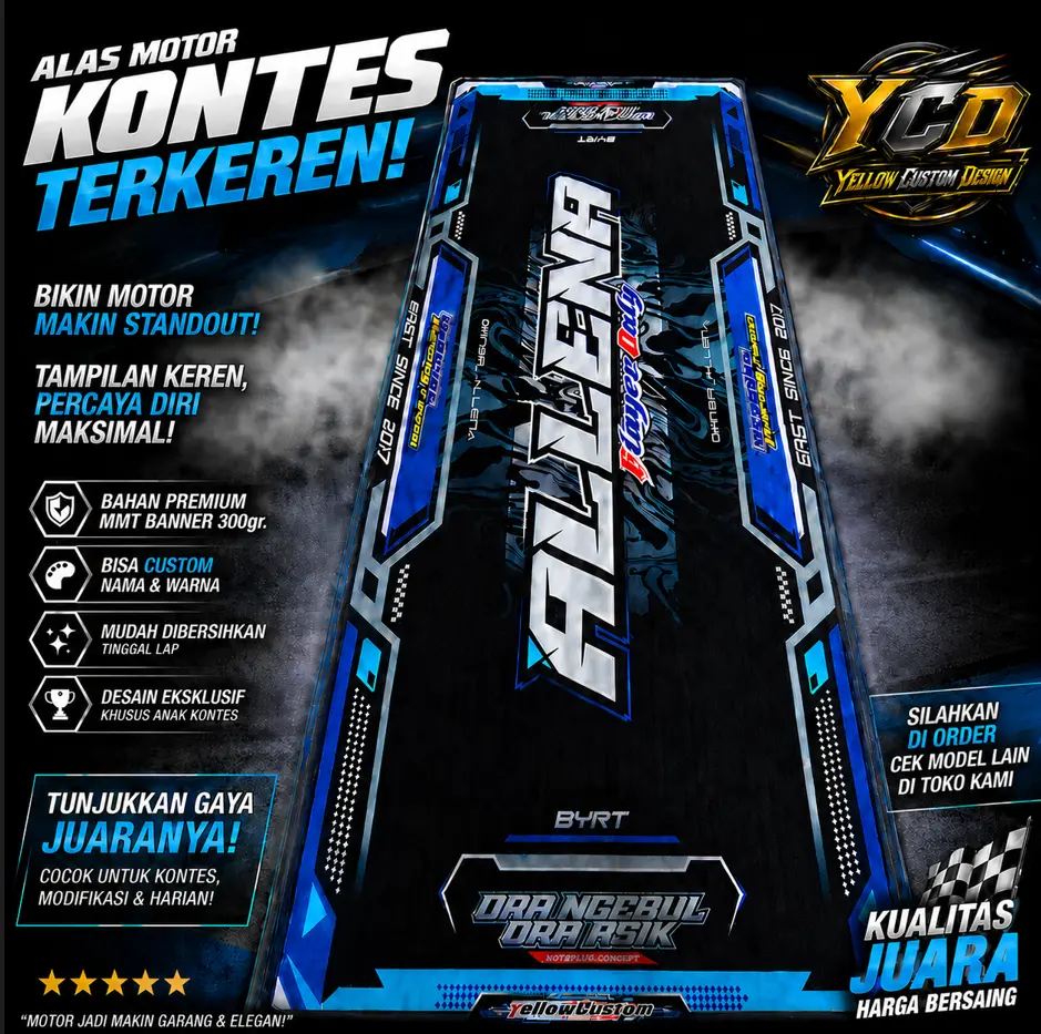 BANNER KARPET ALAS MOTOR KONTES CUSTOM NAMA DAN WARNA
