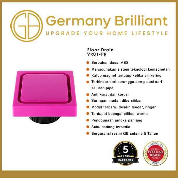 Germany Brilliant Smart Floor drain/Saringan Got Anti Bau VR01-PR 2
