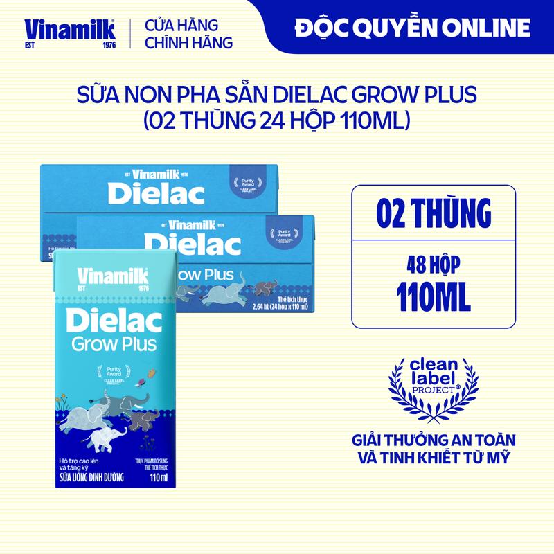 [ĐỘC QUYỀN ONLINE] Combo 2 Thùng 24 hộp Sữa Non Vinamilk Dielac Grow Plus 110ml - (Sữa Uống Dinh Dưỡng)