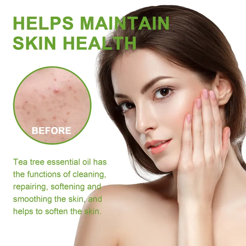 Tea Tree Oil memperbaiki rambut, melembabkan kulit wajah, menghidrasi dan memperbaiki jamur kuku Perawatan Teh Tetes Essence Kering Memutihkan Melembutkan Berminyak Memudarkan Muka 6