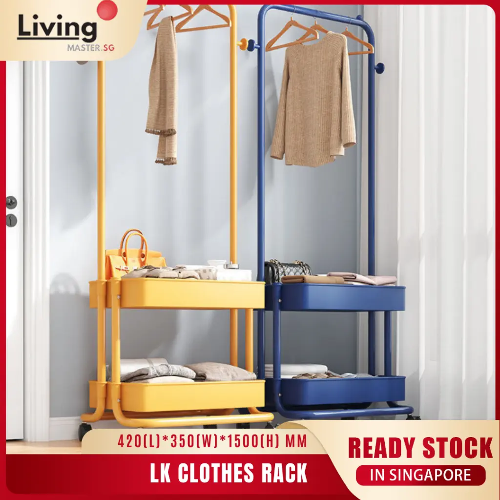 Cloth Hanging Rack with Wheels / Movable Clothes Organizer / Cloth Storage Rack Drying Rack Hanger Metal Hangable