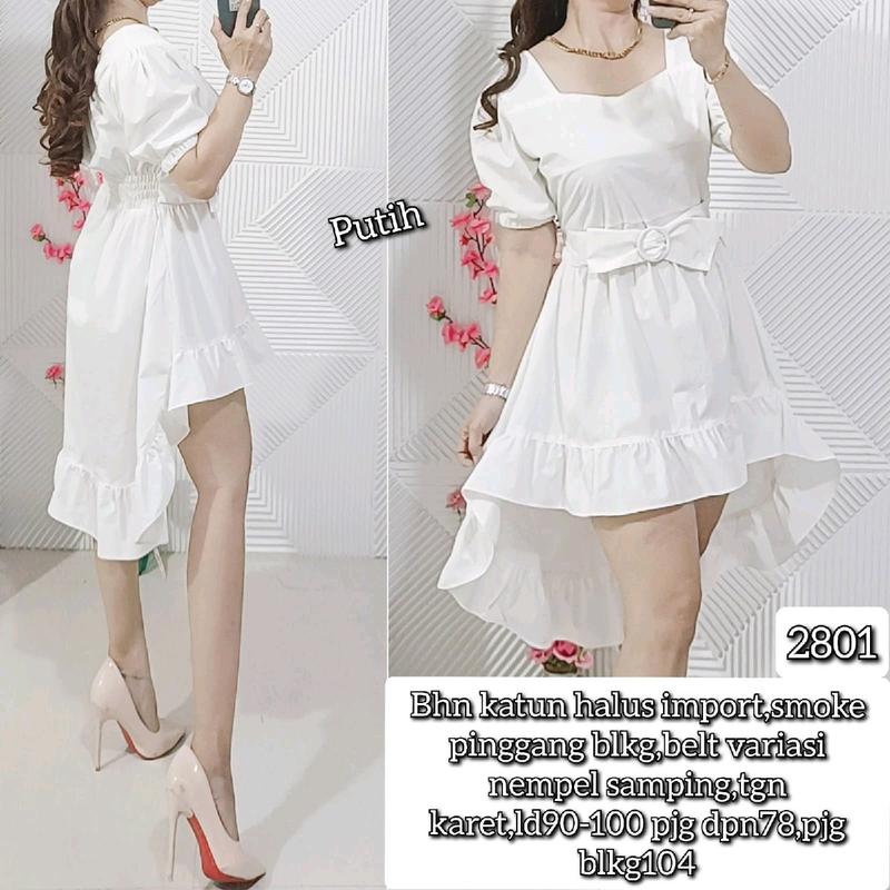 2801 - Dress bhn Katun halus import, smoke pinggang blkg, BELT Variasi 4