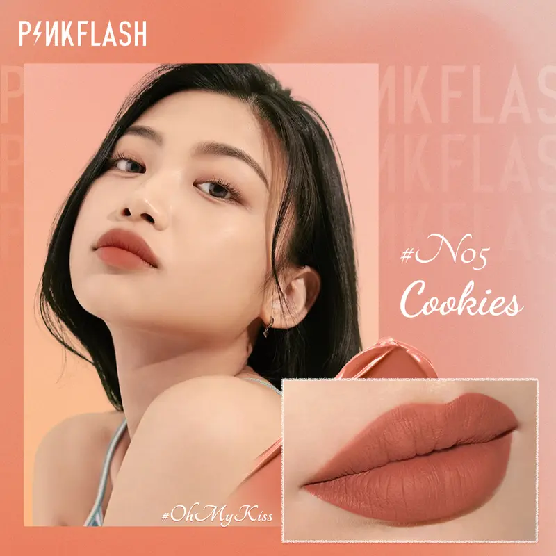 [Official] PINKFLASH OhMyKiss 3pcs Soft Matte Finish VE Moisturising Long-lasting Waterproof Non-sticky Liquid Lipstick Makeup Set liptint set lasting  gloss 4