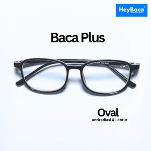 HeyBaca - Kacamata Baca Plus/ Full Baca/ Oval Antiradiasi/ Uniseks Lentur Ringan Lensa 40 tahun ke atas