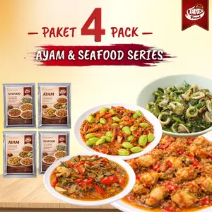 Lauk Series Paket 4 Pack Tanev Food - Seafood Series & Ayam Series Ready To Eat Sambal Pedas Ready Siap Kirim