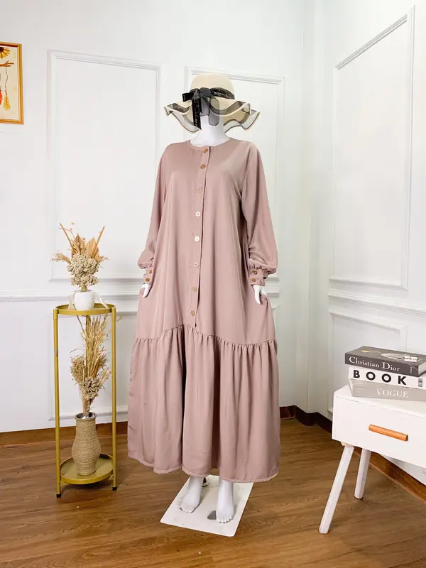 DRESS MEDINA POLOS BAHAN RAYON TWIL PREMIUM BY SHAFIRA/GAMIS/BAJU WANITA DEWASA Muslim Twill Mewah Midi Maxi 3
