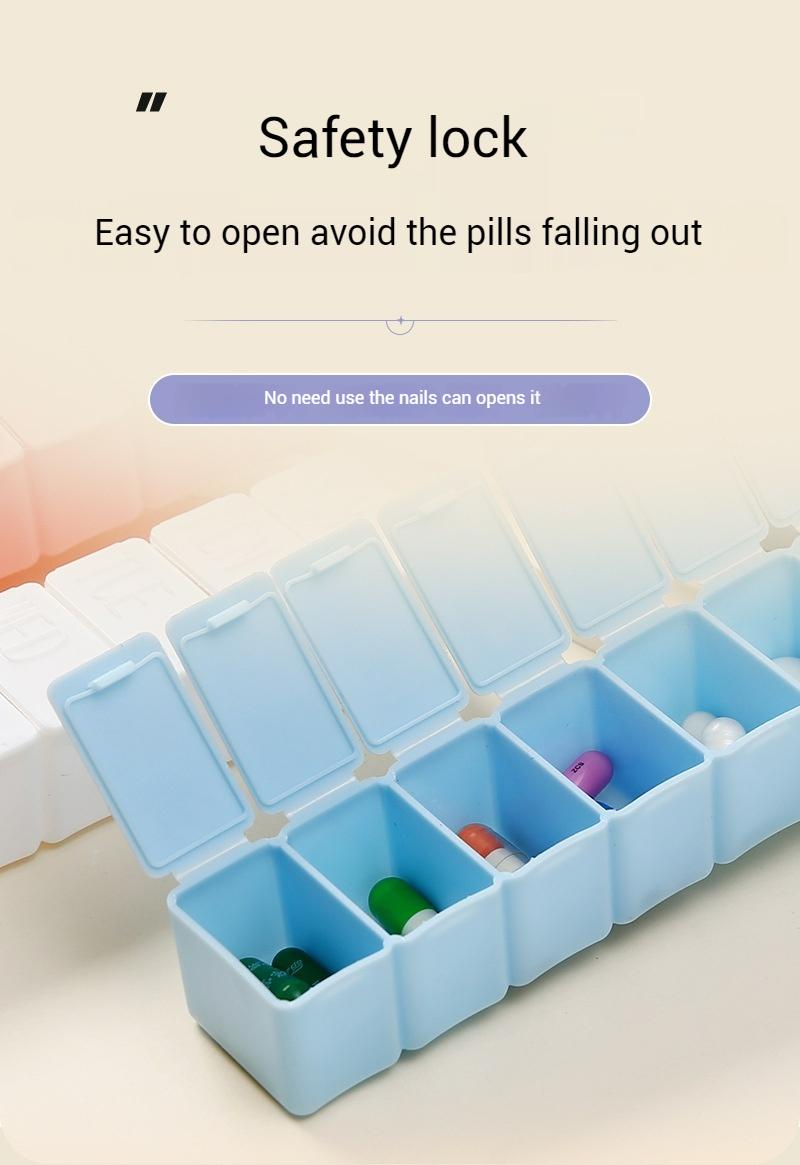 Product Introduction of Portable Medicine Case 7 Days AM PM Weekly Travel Pill Case Organizer Holder Box Dispenser Pillbox Pill Cutter Healthcare Aid 1