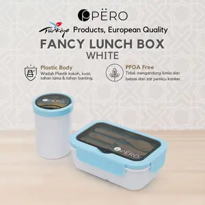[Exclusive Jordi Onsu] READY - Pero Fancy Lunch Box With Glass / Set Kotak Makan Anti Tumpah Kedap Udara / Dengan Gelas