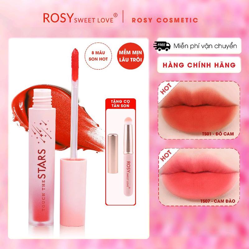 Son Kem Lì Touch The Stars Rosy Sweet Love - Bền Màu, Không Chì, Lâu Trôi, Chất Nhung Mịn Mượt, Bảng Màu Đa Dạng Hot trend [TẶNG CỌ TÁN SON]