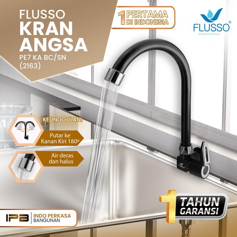 FLUSSO Kran Leher Angsa Drat Tembok 1/2 Inch Keran Air Cuci Piring Kualitas Premium | 2215 6