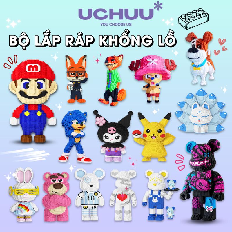 Bộ Lắp Ráp Khổng Lồ Mô Hình Gấu Bearbrick 3D Decor Trang Trí Phòng Khách Quà…