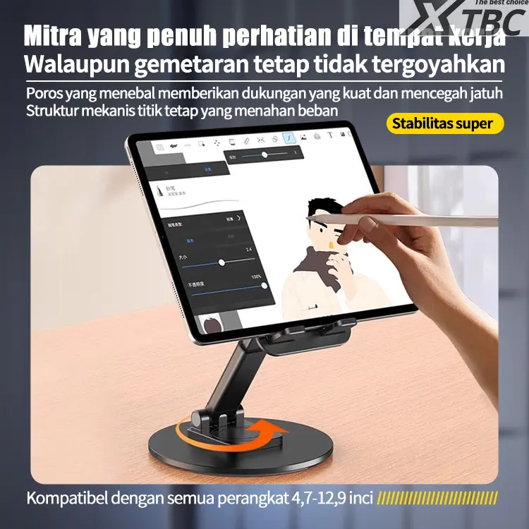 XTBC Dudukan Ponsel Berputar 360° Dudukan Ponsel Tablet Ipad Multifungsi, Dudukan Universal Lipat Portabel, Dudukan Penyangga Aksesoris Handphone Holder Meja Smartphone Telepon Hape 5