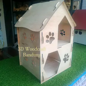 kandang rumah kucing kayu 2  tingkat murah