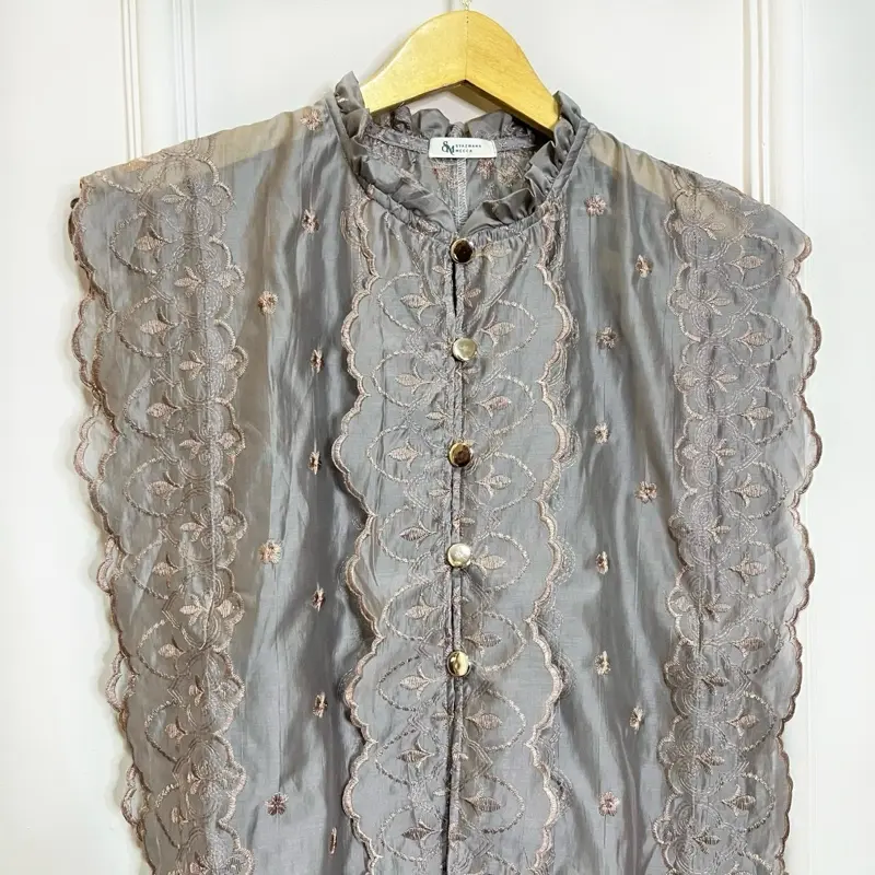 Emily Vest Outer by Syazwana Mecca| Papersilk Tencel Bordir Coquette All Size Tali Samping | Rompi  Wanita  Cantik Atasan 8