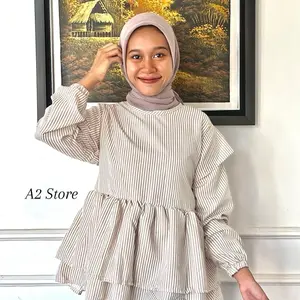 A3 STORE - Karin Blouse Rample - Blouse Rample Lengan Karet Tali Samping Kanan Kiri