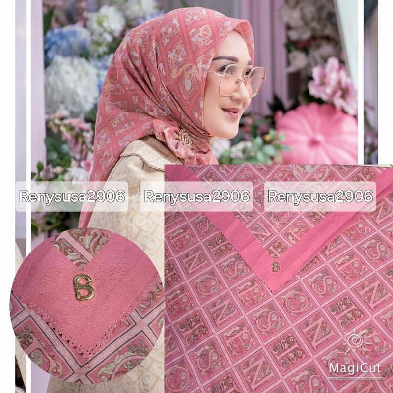 Lc ttk 3 mirror / Autograph series semi ori button scarves with metal logo B bahan Voal sublin Nyaman dan Lembut , kemasan kotak exlusive, kerudung segiempat semua kegiatan hijab persegi 3