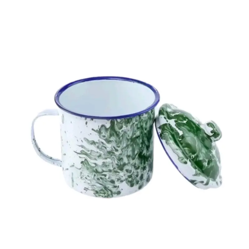 Cangkir Jadul Cangkir Kopi Mug Jadul Motif Blirik Hijau Lengkap Tutupnya 1