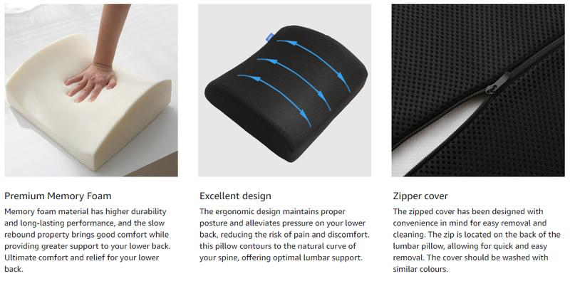Product Introduction of CSDLF Lumbar Support Pillow for Office Chair, Car, Gaming Chair, Couch, Memory Foam Cushion Promotes Back Pain Relief 8
