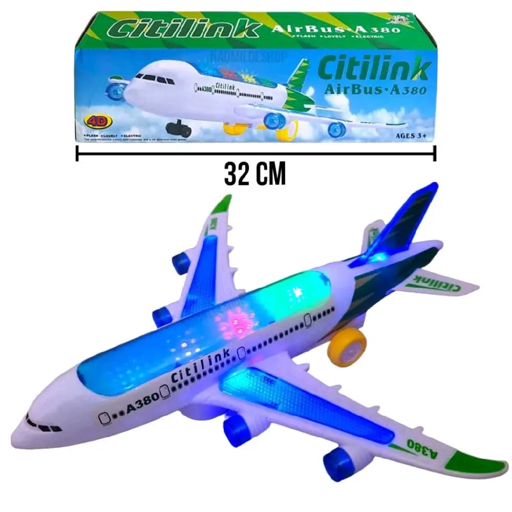 Citilink Mainan Pesawat Airbus A380 dengan Lampu LED dan Suara 32 CM untuk Anak-anak Usia 3+