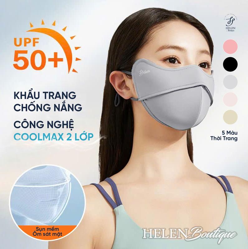 Khẩu trang vải chống nắng, chống tia UV UPF 50+, công nghệ Coolmax băng lạnh 2…