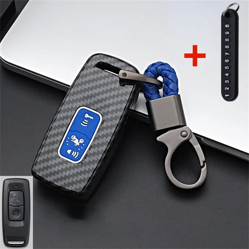 Vỏ Sợi Carbon ABS Cho Chìa Khóa Xe Máy Thông Minh, 2 Nút, Vỏ Có Móc Chìa Khóa Cho Honda PCX125, PCX160, SH350, SH300, VISION, NS110R, XADV750, Vỏ Bảo Vệ 4