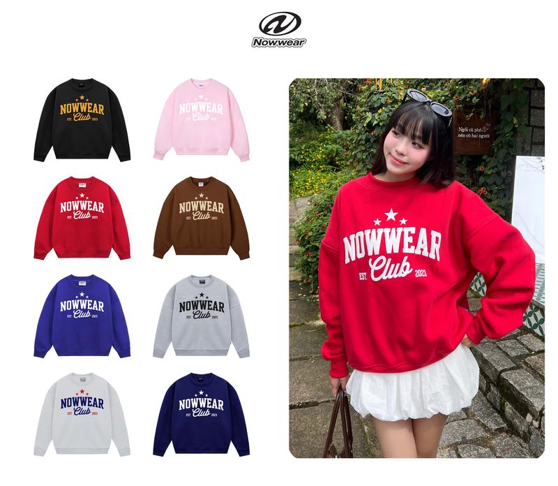 BST THU ĐÔNG Áo Nỉ Sweater In Phồng Ver 5 Nowwear Tay Phồng Form Boxy Chất Nỉ Bông Dày Dặn Nam Nữ Unisex