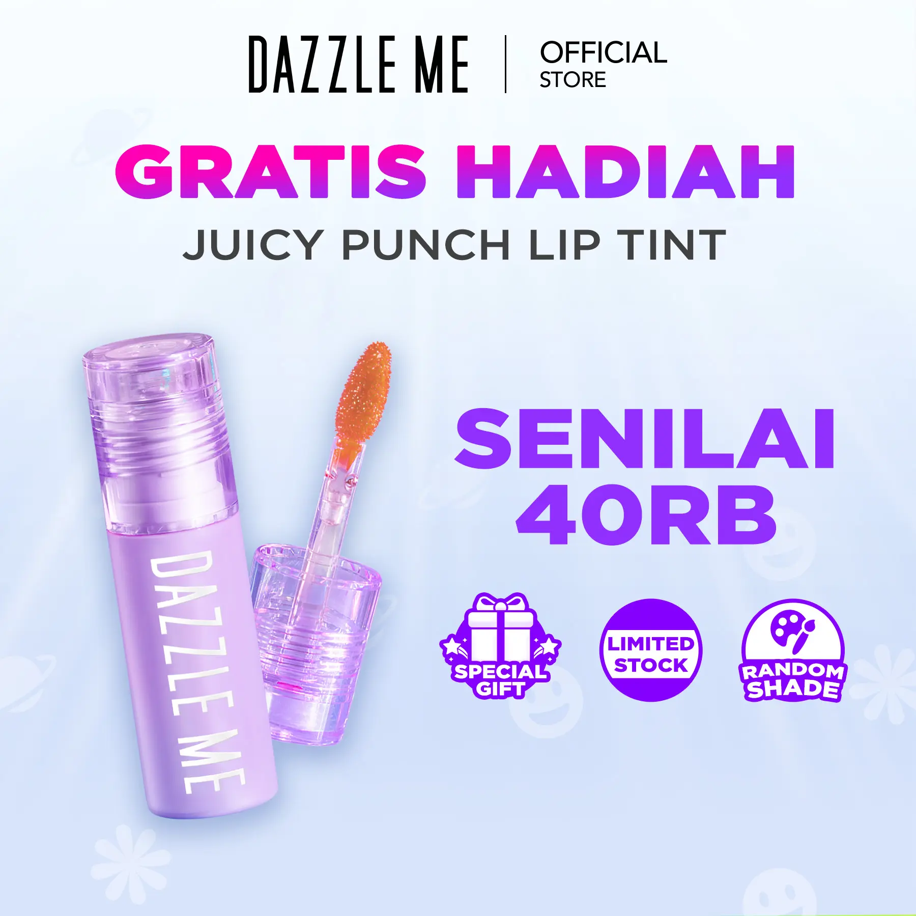 [FREE GIFT] [NOT FOR SALE] DAZZLE ME Juicy Punch! Lip Tint Super Stay 7 Colors Liptint Tahan Lama High Pigmented Lipstik Melembapkan Bibir - Look Glossy dengan Pigmentasi Tinggi pelembab glossy
